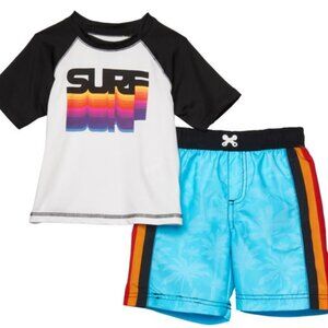 NEW Swim Set Kids Beach Surf Rainbow Rash Guard + Trunks Set iXtreme